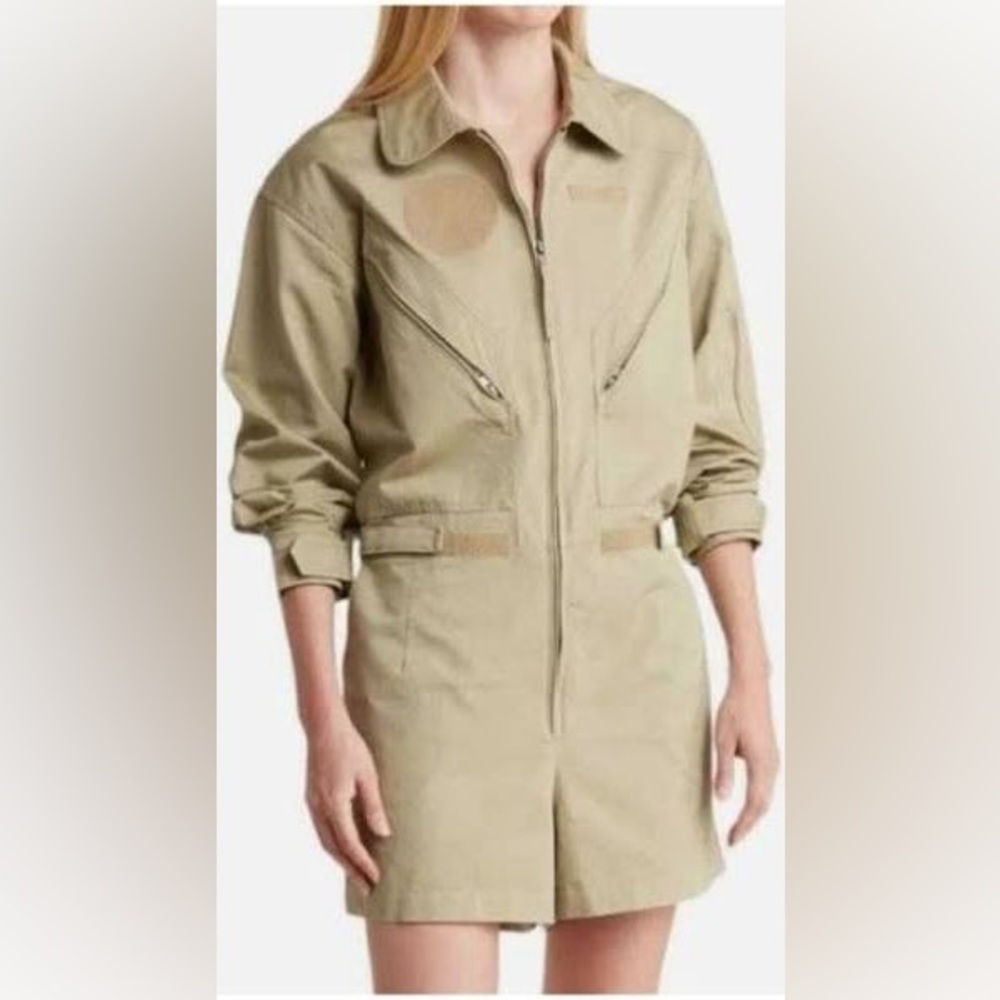 NWT Good American Flight Suit Romper Jumpsuit In Postal Khaki